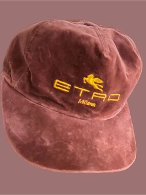 Etro Rust Brown Suede Newsboy Cap